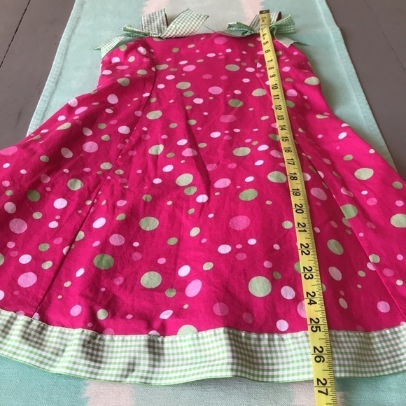 Bonnie Jean Pink Polka Dot Gingham Bow Sundress Girls Size 5 - Picture 10 of 10